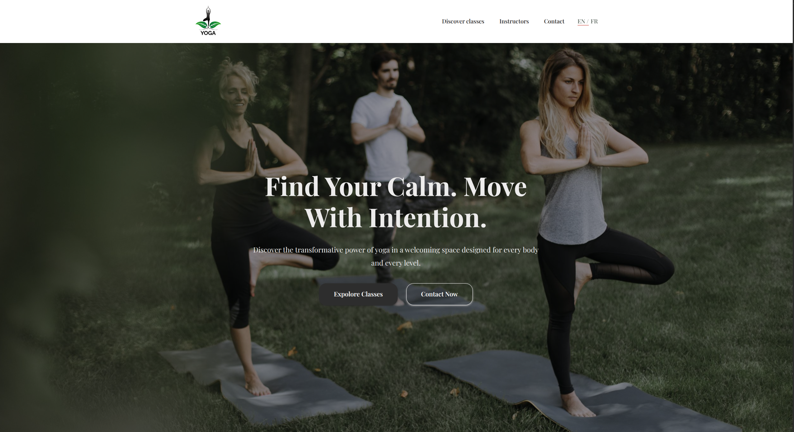 Apercu du projet studio de yoga WordPress